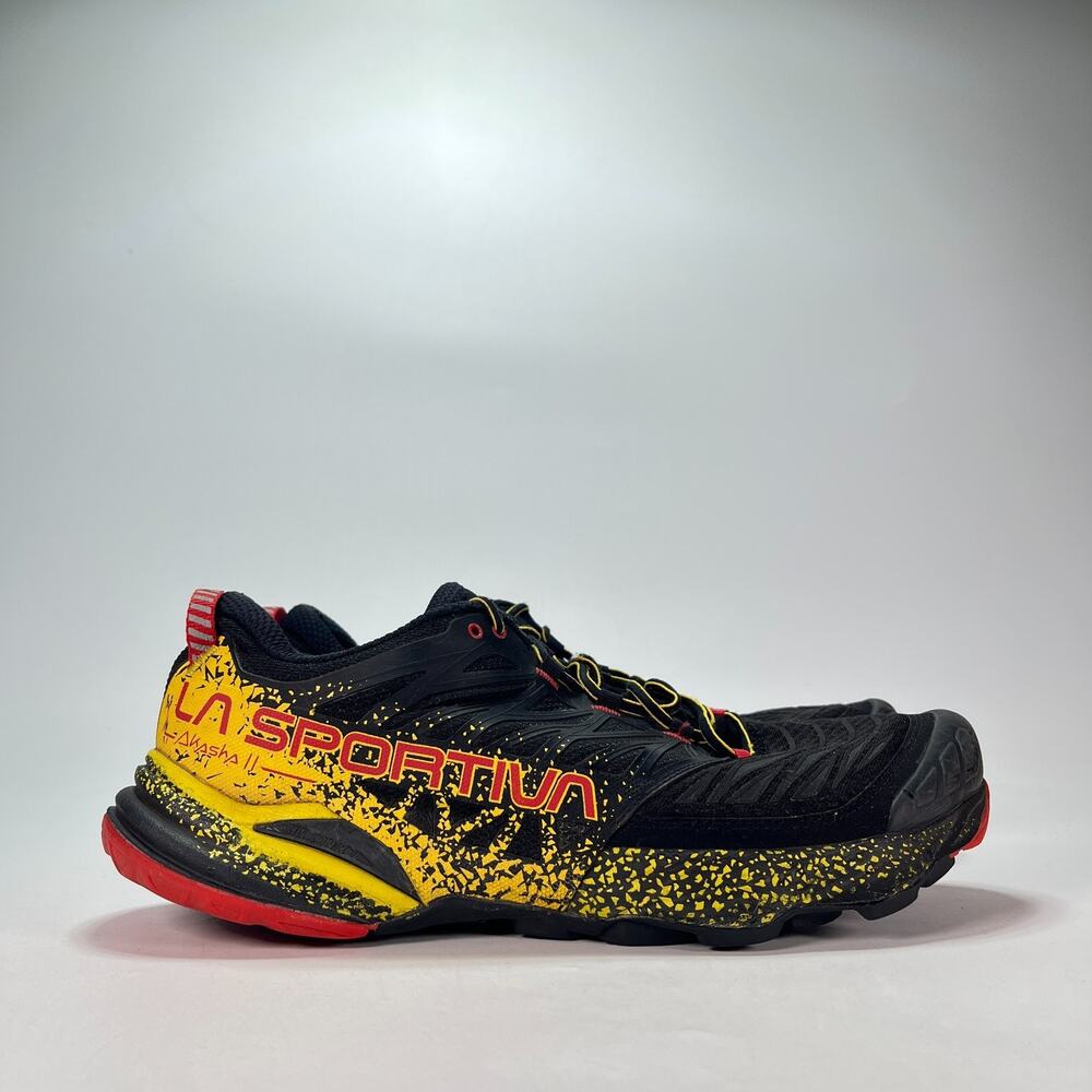 La Sportiva Akasha II Black Yellow Trail Running Hiking Shoes Men's Size 13
